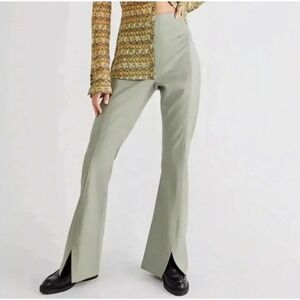 We The Free The Real Deal Vegan Leather Pants Womens 24 Green Slit Flare Hem